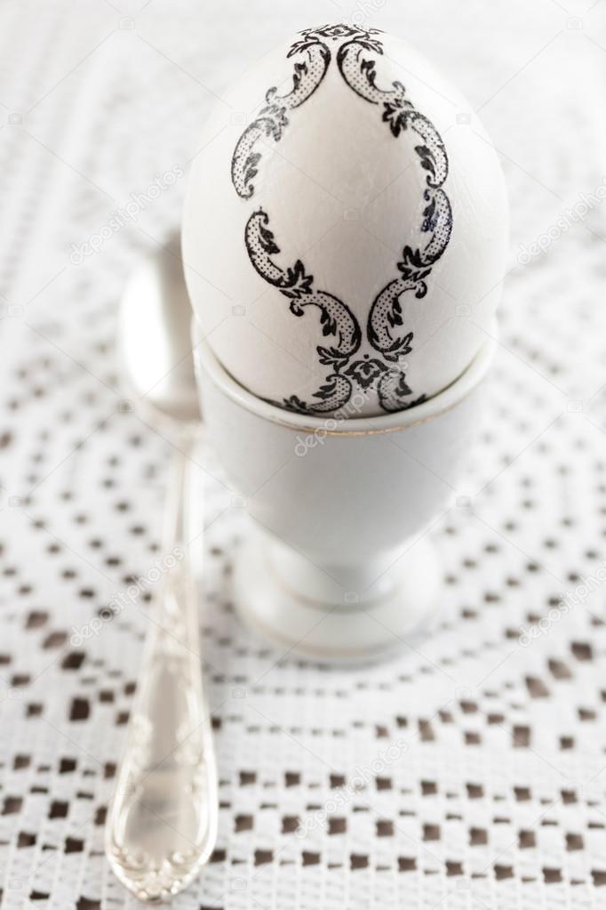 White decorated Easter egg