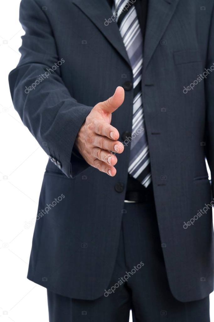 Businessman with hand outstretched for shakehands