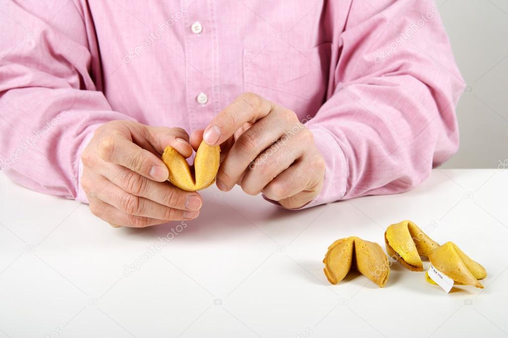 Man with fortune cookies