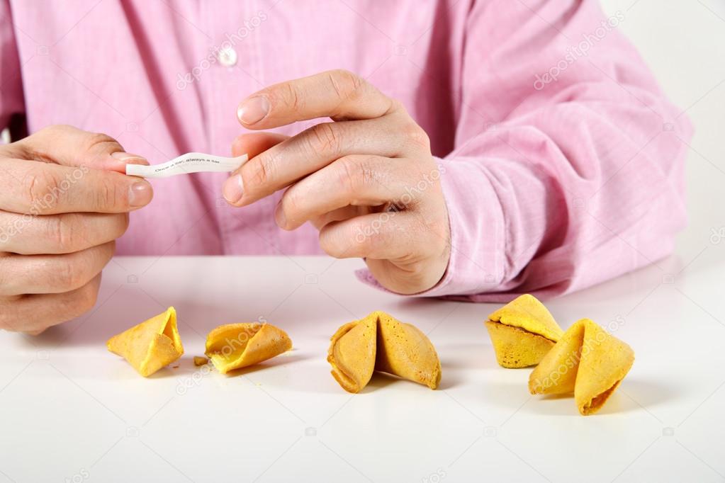 Man with fortune cookies