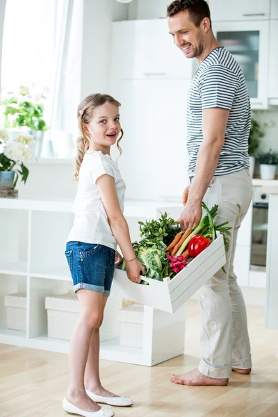 Father and daughter in kitchen — Stock Image Father and daughter in kitchen Royalty Free Stock Images