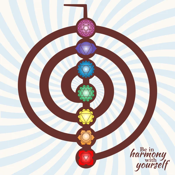 Czakra Piktogramy na choku rei symbol. Zbiór czakry używane w hinduizmie, buddyzmie i ajurwedy. Elementy do projektowania. Ilustracja wektorowa — Wektor stockowy