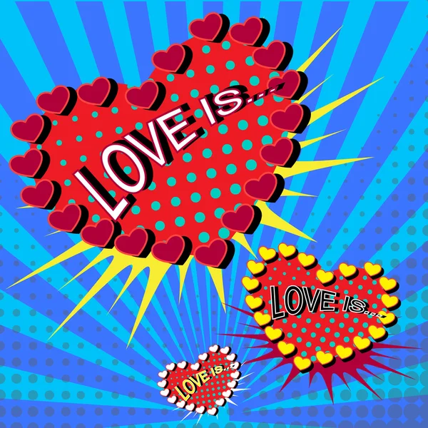 El amor es una explosión de dibujos animados — Vector de stock