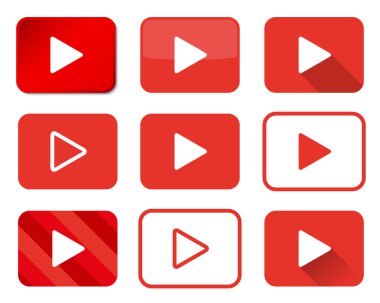 Farklı stillerde oynatma düğmeleri ayarlayın. Vektör çizimi.