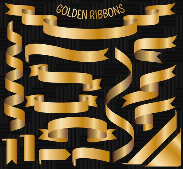 Set of golden ribbons. Vector illustration. — Stock Vector