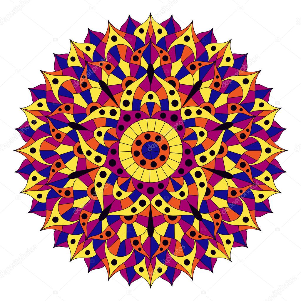 Ornamenti orientali per le ban re carte e o per il vostro disegno Elementi decorativi del buddismo Colori gialli arancioni e blu