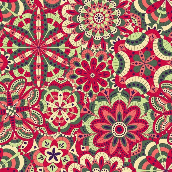 Floral bakgrund av många mandalas. Seamless mönster. Bra för bröllop, inbjudningskort, födelsedagar, etc. Creative handen ritade element. Vektor illustration. — Stock vektor