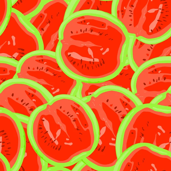 Sommer nahtloses Muster aus roten Wassermelonen. leuchtende Farben. Vektorillustration. — Stockvektor