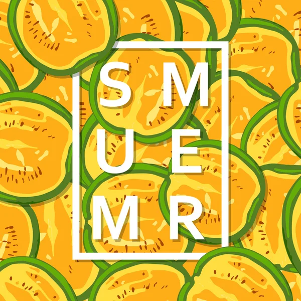 Fond d'été avec pastèques jaunes. Illustration vectorielle . — Image vectorielle