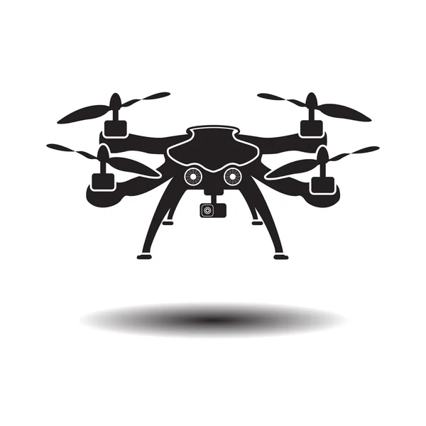 Drone met actiecamera, logo vector — Stockvector