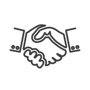 Uygulamalar ve web siteleri için iş sözleşmesi el sıkışma hattı sanat simgesi, vektör illüstrasyon.