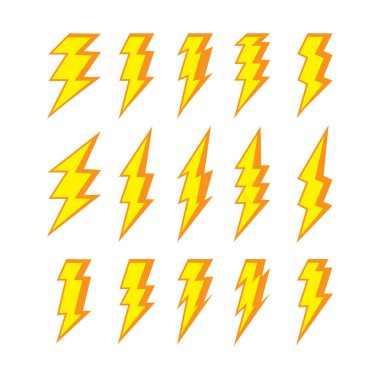 Set of lightning doodle isolated on white background