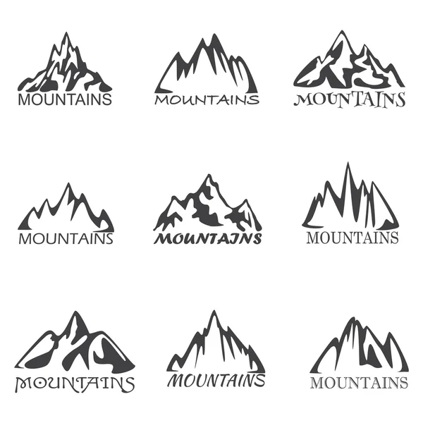 Montañas Iconos sobre el fondo blanco, ilustración vectorial — Archivo Imágenes Vectoriales