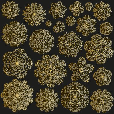 Yaratıcı çiçek desenleri kümesi. Vektör çizim. 