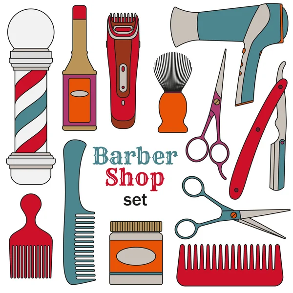 Barber shop pictogramserie. Vectorillustratie. — Stockvector