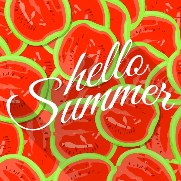 Καλοκαίρι φόντο με καρπούζια κόκκινη. Vector εικονογράφηση. — Διανυσματικό Αρχείο