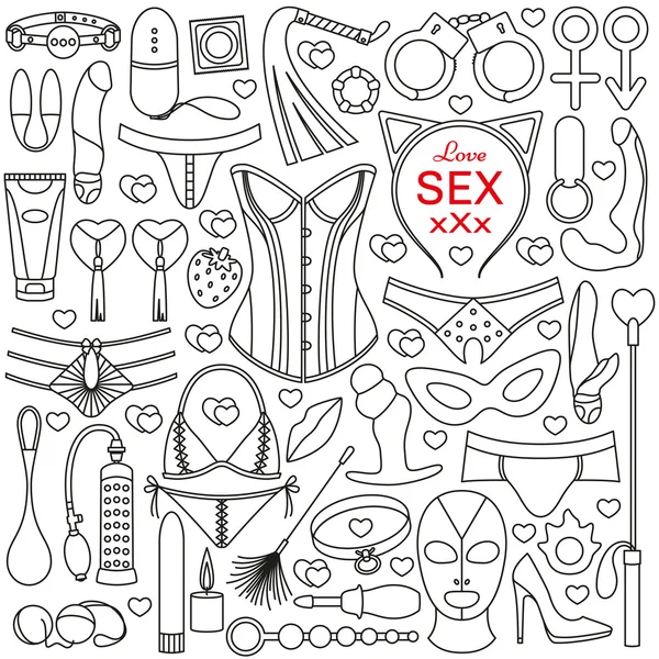 Sexspielzeug Set. Vektorillustration. — Stockvektor