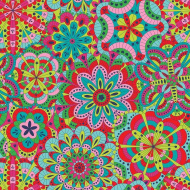 Çiçek arka plan birçok mandalalar yaptı. Seamless modeli. Düğünler, davetiye kartları, doğum günü, vb için iyi. Yaratıcı çizilmiş öğeleri ver. Vektör çizim.