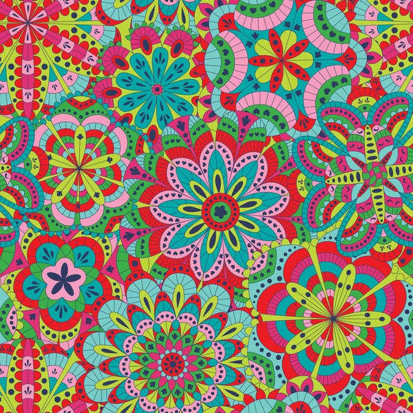 Fondo floral hecho de muchos mandalas. Patrón sin costuras. Bueno para bodas, tarjetas de invitación, cumpleaños, etc. Elementos creativos dibujados a mano. Ilustración vectorial . — Archivo Imágenes Vectoriales