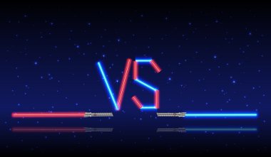 Blue and red Neon Versus Logo. clipart