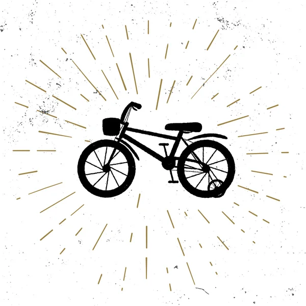 Hand drawn vintage icon with retro bicycle — Stock Vector