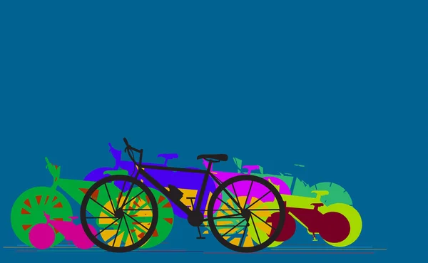 Silueta de bicicletas y diseño de banner lineal colorido — Archivo Imágenes Vectoriales