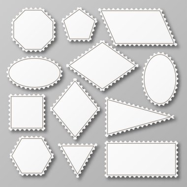 Posta pulu seti. Gölgeile parlak beyaz tasarım. Vektör çizimi. 