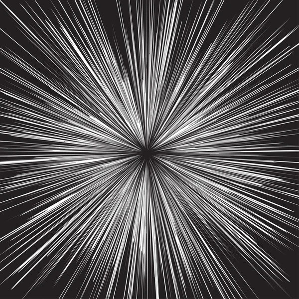 Cómic líneas radiales en blanco y negro — Vector de stock