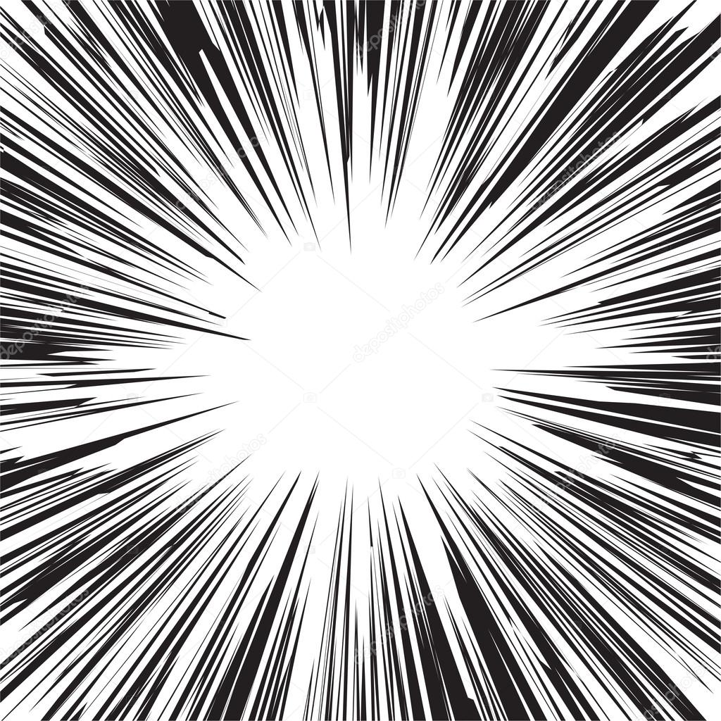 Black and white radial lines spped light or light rays comic book