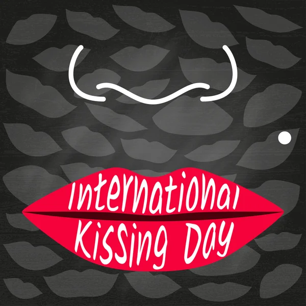 International kissing day background. Red lips. Vector illustration. — Stock Vector