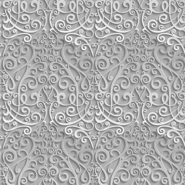 Damasko seamless modeli. Gölge ve vurgu ile 3D öğesi. Vektör çizim.