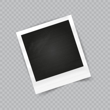 Damalı arka planda saydam gölgeli eski boş gerçekçi fotoğraf çerçevesi.
