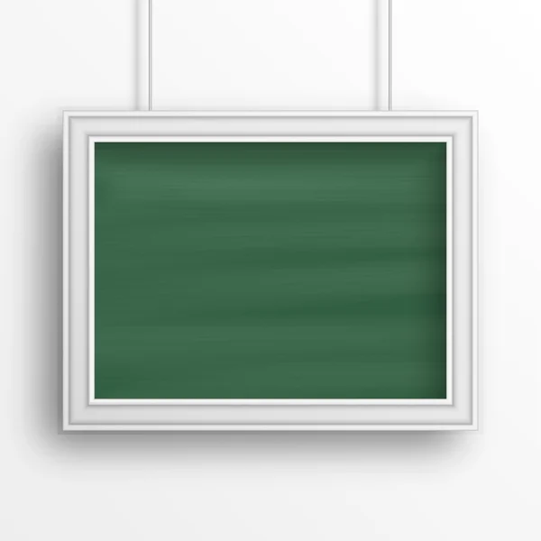 与白色框架孤立的白墙上的黑板背景。矢量图 — 图库矢量图片