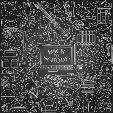 Geri okul arka planda satır simgeleri yaptı. Vektör çizim.