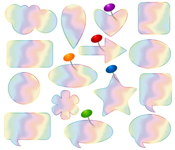 Set de pegatinas holográficas. Ilustración vectorial — Vector de stock