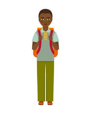 Okul çocuk karakter. Vektör çizim.