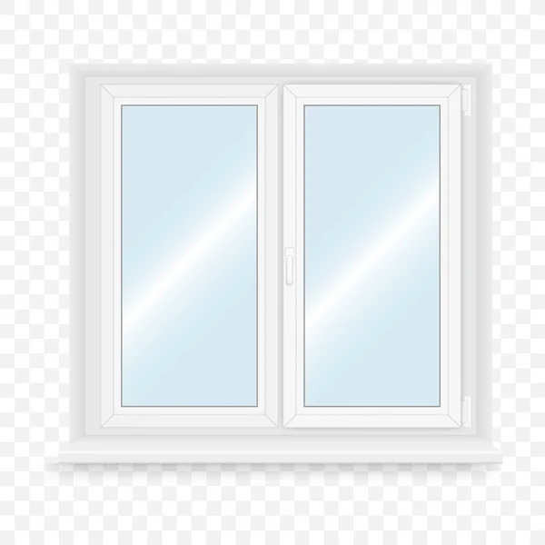 Realistiska vit plast fönster. Vektorillustration. — Stock vektor