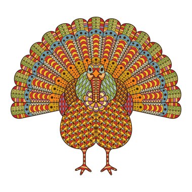 Dekoratif-süsleme elementler yaratıcı stilize hindi. Vektör çizim