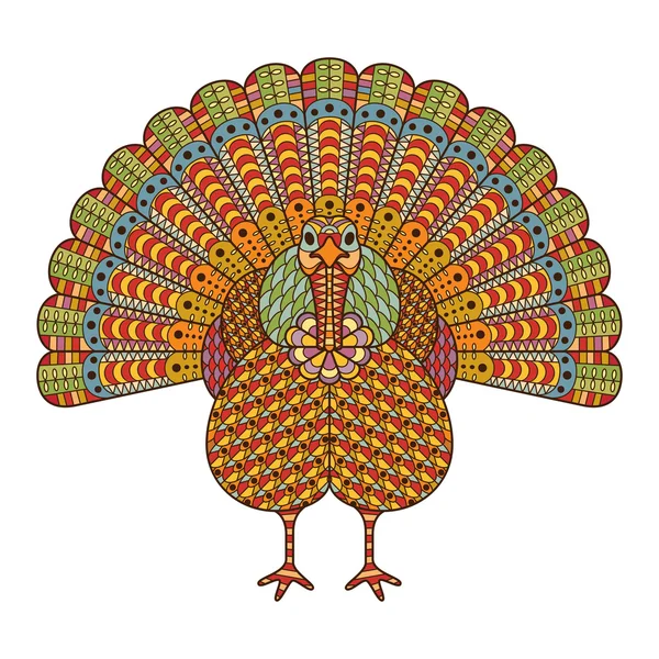 Pavo estilizado creativo con elementos ornamentales. Ilustración vectorial — Archivo Imágenes Vectoriales