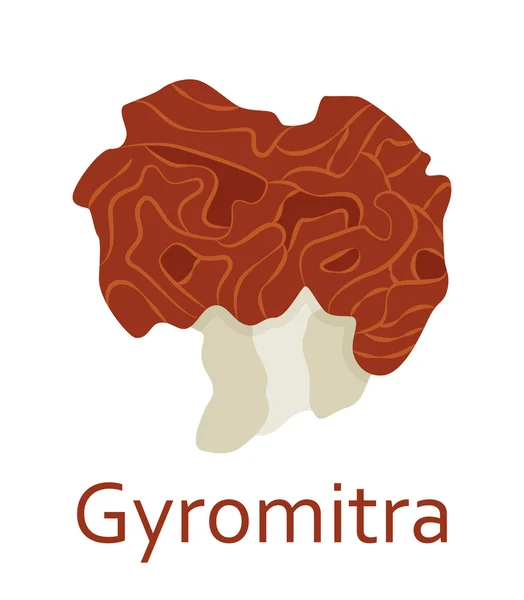 Ätliga svampar flat ikonen. Gyromitra. Vektorillustration. — Stock vektor