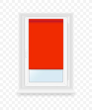 Gerçekçi beyaz plastik pencere kör ile ayarlayın. Vektör çizim.