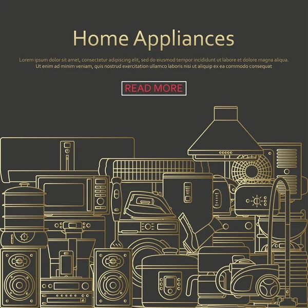 Huistoestellen concept gemaakt van geschetste pictogrammen. Vectorillustratie. — Stockvector