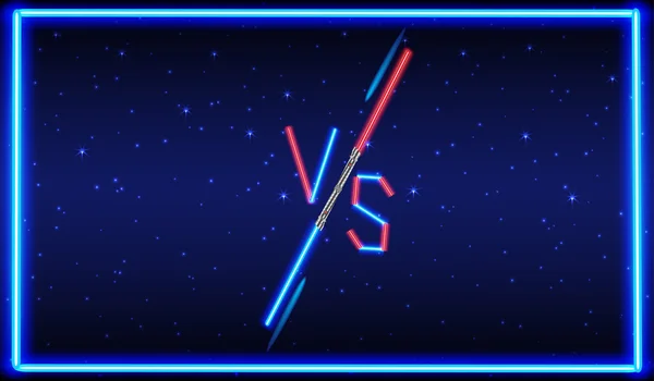 Mavi ve kırmızı Neon Versus Logo. 