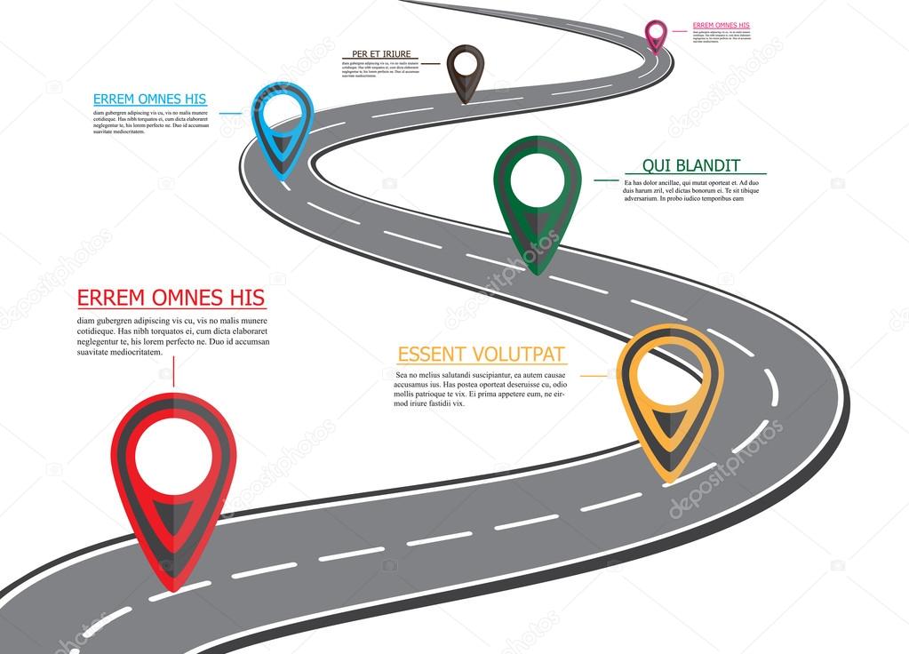 Street road map ,business infographics with colorful pin pointer