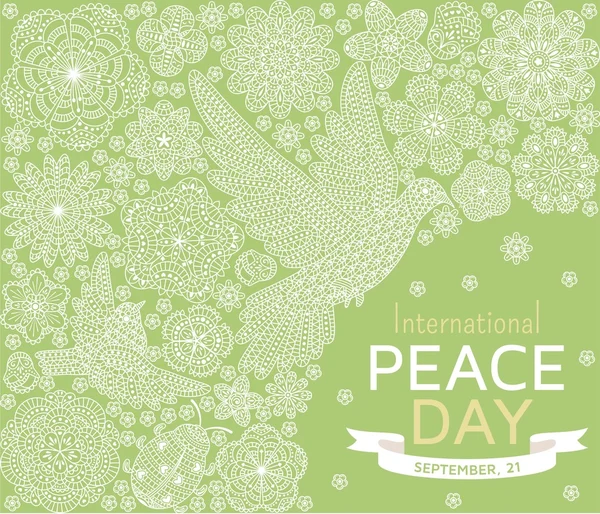 Международный день мира фон с декоративными птицами и цветами. Векторная иллюстрация . — стоковый вектор