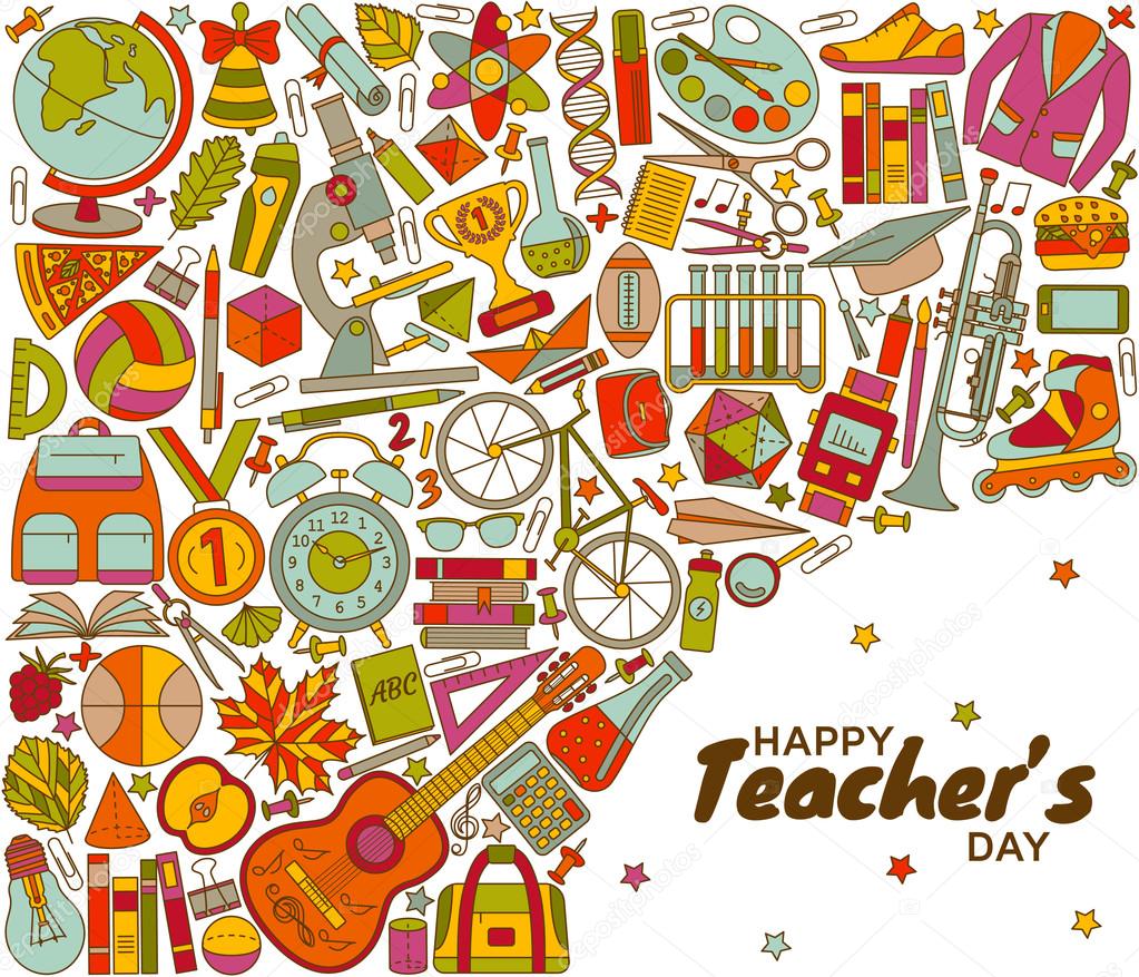 Happy Teachers Day background. Greeting card. Vector illustration.