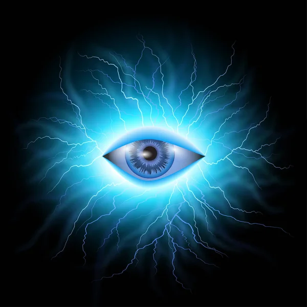 Abstrakcyjny symbol All-seeing Eye na ciemno do dekoracji T-shirt. Pojęcie okultyzmu magicznego — Wektor stockowy