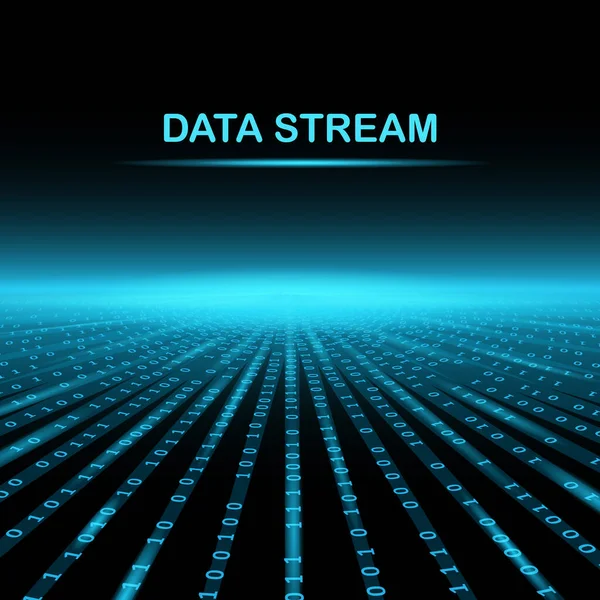 Código binario sobre fondo de tecnología abstracta. Flujos de datos — Archivo Imágenes Vectoriales