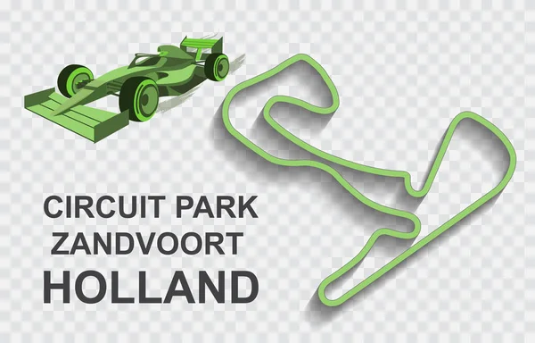 Holland Grand-Prix-Rennstrecke für Formel 1 oder F1. Detaillierte Rennstrecke oder nationale Rennstrecke — Stockvektor