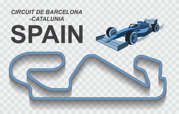 Grand prix d'Espagne de Formule 1 ou F1. Circuit de course ou circuit national détaillé — Image vectorielle